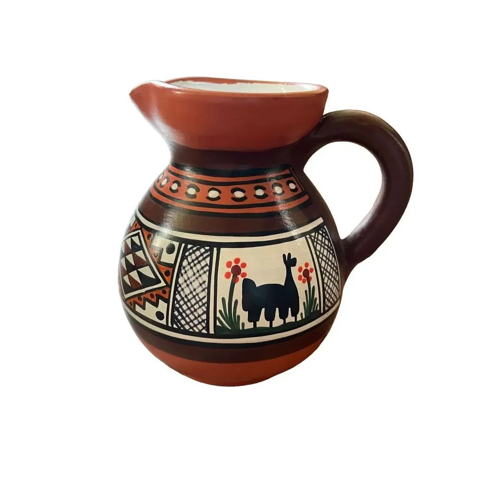 Hand Painted Peruvian‎ Terracotta Miniature Pitcher creamer server